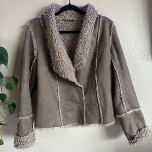 Velvet Grey and tan faux suede jacket